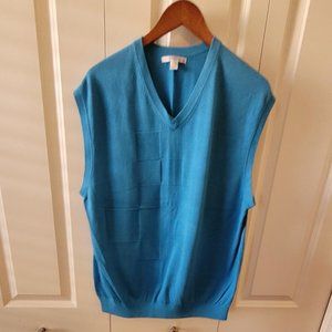 Cutter & Buck Blue Cotton V-Neck Vest.  Size XL.  EEUC.
